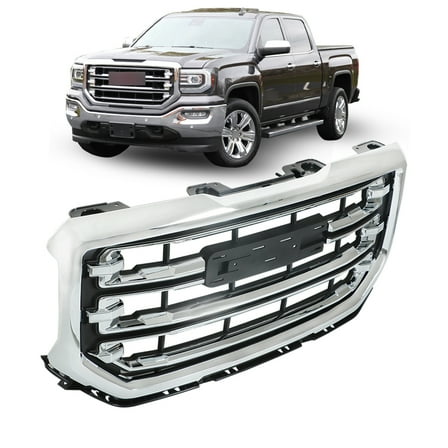 OTTULUR Fit For 2016 2017 2018 2019 Gmc Sierra 1500 Front Bumper Grille Black & Chrome