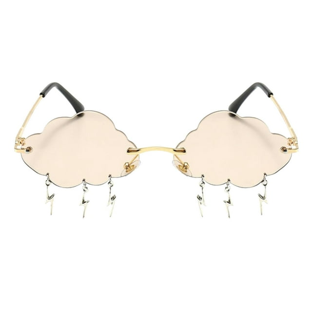 Vintage s borla Steampunk de sol montura conducción mujeres champán Colcomx Gafas de sol Cloud sin montura