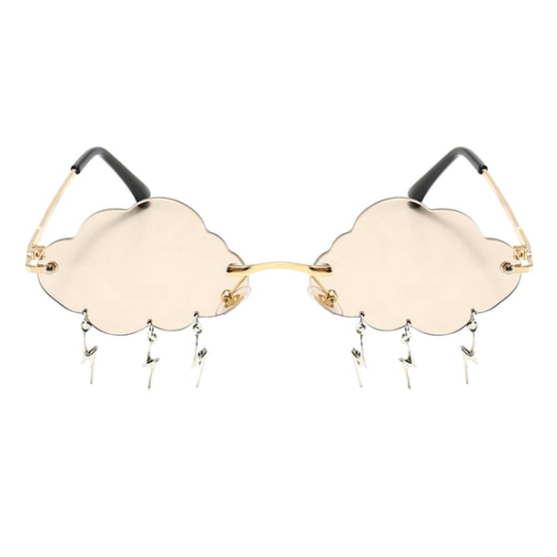 Vintage s borla Steampunk de sol montura conducción mujeres champán Colcomx Gafas de sol Cloud sin montura
