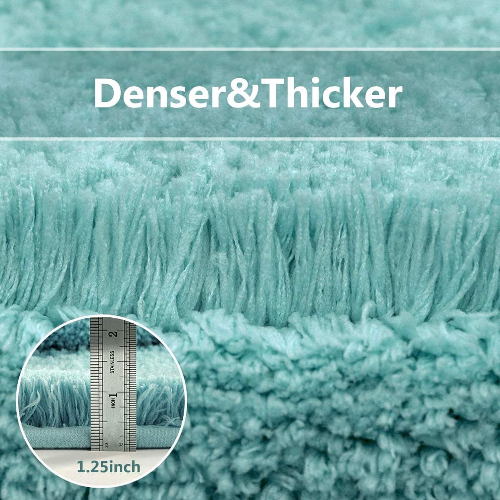 Bathroom Rugs Set 2 Pieces - Bath Rugs Ultra Soft Absorbent Non-Slip Fluffy Thick Microfiber Cozy Bath Mats Set for Tub Shower Bathroom Floors Accessories, 20"x32" & 16"x24" Set of 2 (Turquoise)