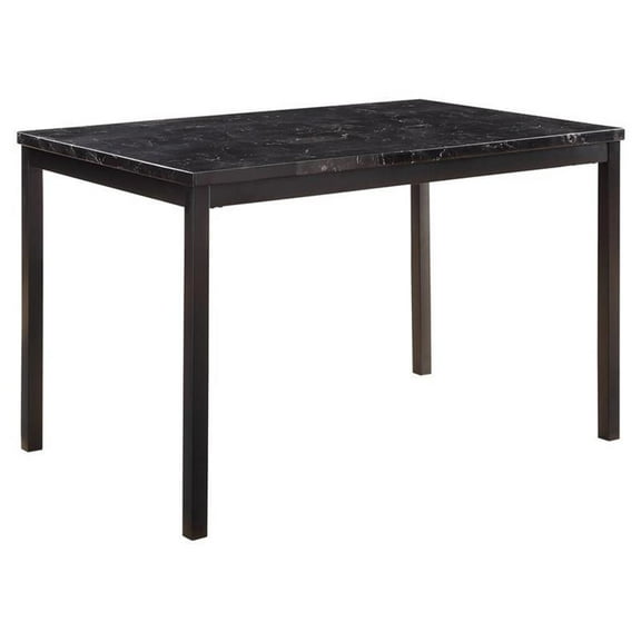 Pemberly Row Contemporary Metal Base Dining Room Table in Black