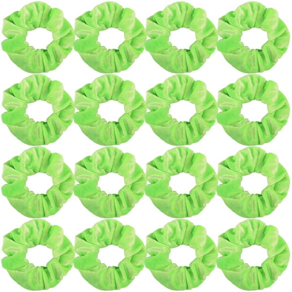 Semato Paquete de 16 coleteros de terciopelo verde neón para el pelo, lazos para el pelo, cuerdas para mujeres o niñas, accesorios para el cabello