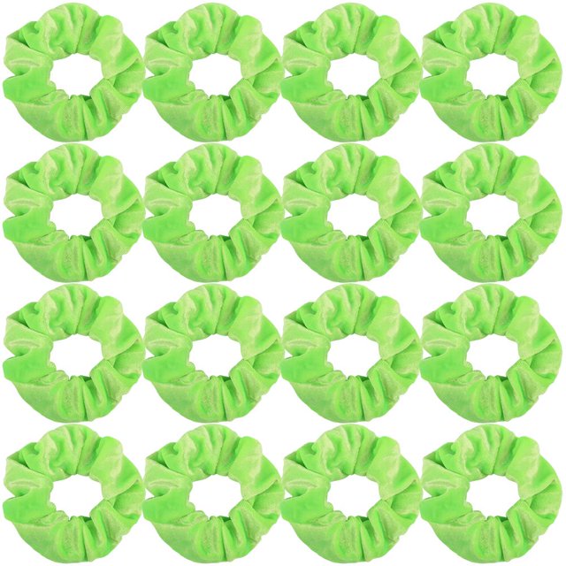 Semato Paquete de 16 coleteros de terciopelo verde neón para el pelo, lazos para el pelo, cuerdas para mujeres o niñas, accesorios para el cabello