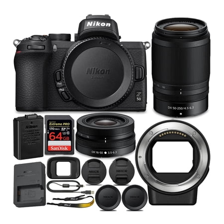 UPC: 0663701835755 | Nikon Z 50 Mirrorless Camera with Z 16-50 & 50-250 VR Lens and Adapter + Bundle