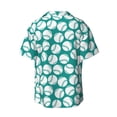 thumbnail image 2 of Vsdgher Green Baseball Print Men's Wrinkle Free Untucked Cuban Shirt Business Casual Button Down Shirts Short Sleeve Shirt, 2 of 7