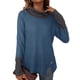 thumbnail image 1 of Jersey de mujer con cuello alto y manga larga, sudadera cómoda para invierno, otoño, oficina, mezclilla, azul, S, 1 of 6