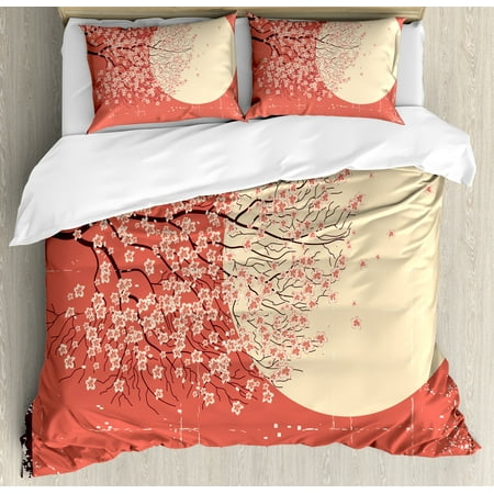 Spring King Size Duvet Cover Set Cherry Blossom Sakura Tree