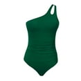 thumbnail image 7 of vigerkar One Shoulder One Piece Swimsuit for Women Tummy Control Bathing Suits Modest Full Coverage Keyhole Swimwear Green, M, 7 of 7