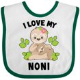 thumbnail image 3 of Inktastic Cute Sloth I Love My Noni with Green Leaves Boys or Girls Baby Bib, 3 of 4