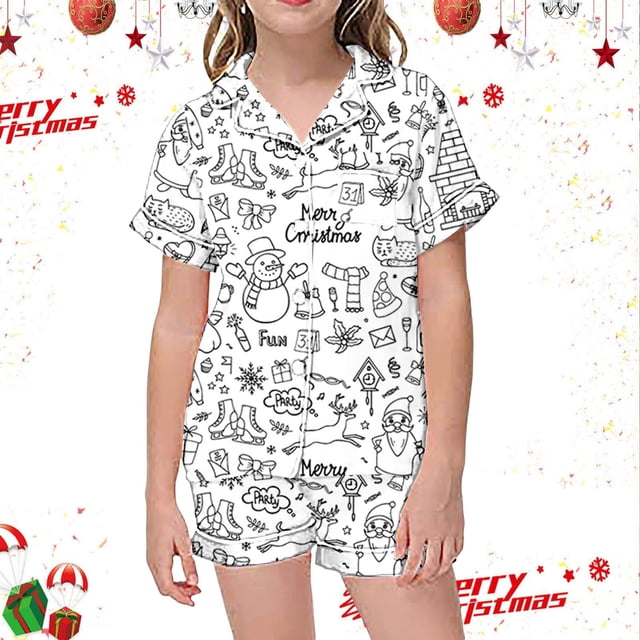 Ensemble de Pyjama Décontracté Confortable à Manches Courtes pour Filles pour un Coucher Élégant et Porter