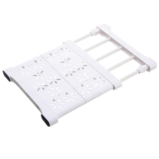 Fesfesfes Adjustable Closet Organizer Shelf,Multi-Tier Wardrobe Divider for Clothes, Shoes, Space-Saving Partition Rack (No Tools) White