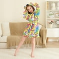 thumbnail image 3 of FORMRS Niños Bathrobe Unisex Hooded Robe Soft Plush Pajamas Sleepwear, Size 7-9T, Vibrant Dinosaur, 3 of 7