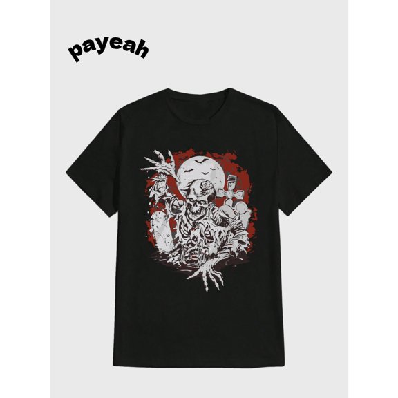 Zombie unfiltered t-shirts, mens halloween logo costumes, trendy gothic shirts Casual Digital Print pure heavy cotton T shirt 100% cotton