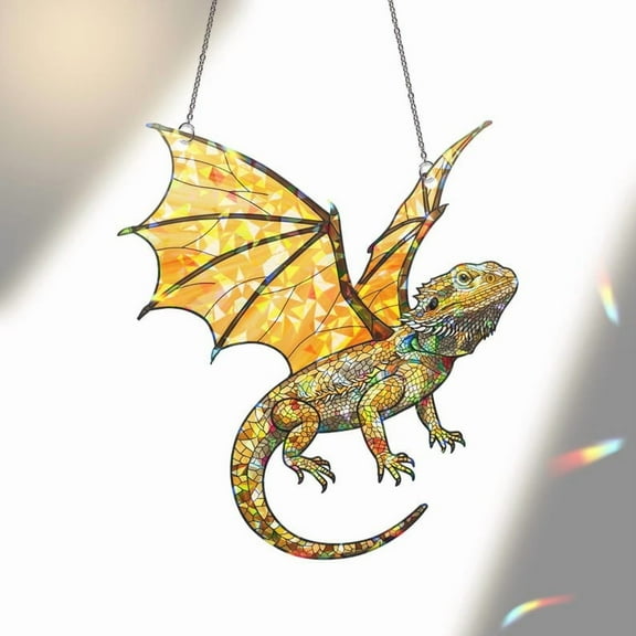 ViciArt Bearded Dragon with Wings Acrylic Window Hanging – 4" Fantasy Reptile Suncatcher