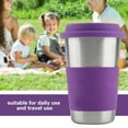thumbnail image 6 of 500ml Stainless Steel Drinking Cup with Silicone Cover and Lid - Heat Insulation Bottle in Purple, 6 of 8
