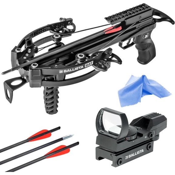 Ballista Hunting Bundle: BAT Compound Mini Crossbow 300 FPS, 130 Lbs w/ Optic Sight
