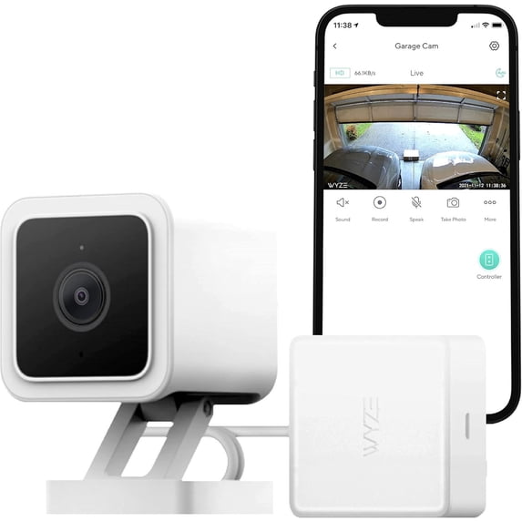 Restored Wyze Smart Garage Door Opener w/built-in HD Video, Remotely Control Garage Door, 1080p HD Video w/Color Night Vision, Two-Way Audio (Refurbished)