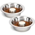 thumbnail image 1 of Cuenco grande para perros Brillar 2 piezas Acero inoxidable Cuenco de alimentación lenta, 1 of 4