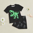 thumbnail image 2 of NOLDARES Toddler Kid Boy Clothes Print Round Neck Short Sleeve Tee Shirt Drawstring Shorts 2pcs Summer Outfits(Green,7-8 Y), 2 of 4