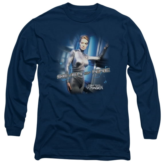 Star Trek Seven Of Nine Long Sleeve Adult 18/1 T-Shirt Navy