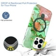 thumbnail image 2 of Allytechgroup Ultra Slim Case for iPhone 15 Pro Max wth Fashion Marble Pattern, Foldable Ring Kickstand Magnetic Cover Support Wireless Charging Full Body Protection Shockproof Case - Green, 2 of 6