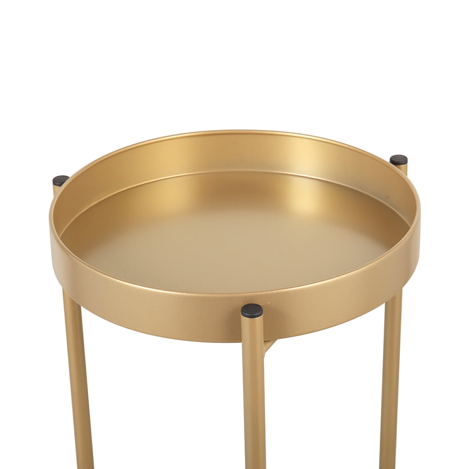 Kadyn Modern Folding Metal 2-Tier Plant Stand, Plant Shelf Rack with 2 Round Trays, Display Shelf, Golden