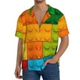 thumbnail image 1 of Fotbe Colorful Building Blocks Camisa Estampada de Manga Corta para Hombre, Casual de Verano, Estilo Playero, Sin Arrugas-3X-Large, 1 of 5