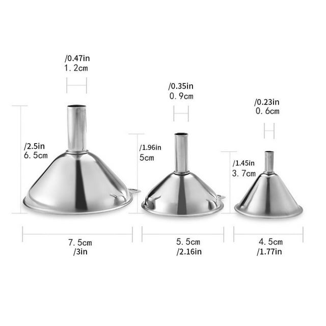 ziyahihome Mini Stainless Steel Funnels 3Pcs/Set Portable Spices Wine Flask Filter Kitchen Gadgets Utensil