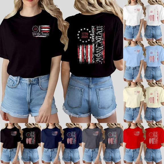 ibiyuan 250th Anniversary Usa Shirt Womens T Shirts Cotton Crew Neck 4th Of July Shirts Casual Short Sleeve Independence Day Women Shirts Womens Tops
