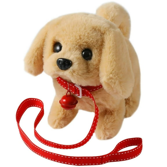 Plush Electric Simulation Pet Interactive Dog Toy That Walks Barks Moves Mouth Ears And Has A Bell Collar, Educational Toy For Children To Learn Responsibility And