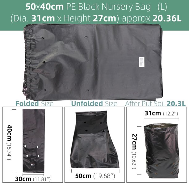 100PCS Thicken Plant Grow Bags Seedling Pots Eco-Friendly Garden With Breathable Holes Black Planting Bags PE Nursery Bags He Qiyong unisex
