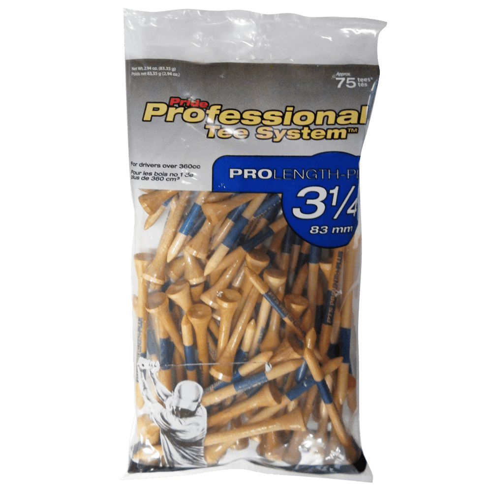 Pride Professional Tee System, 3-1/4 inch ProLength Plus Tee, 75 Count Bags, Blue on Natural