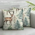 thumbnail image 3 of GOSMITH Christmas Pillow Covers Rustic Watercolor Tree Deer Brown Green Outdoor Decorative Throw Pillows Farmhouse Winter Themed Holiday Pillowcases Cushion Case Decor for Sofa Couch Bed, 3 of 5