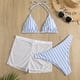 thumbnail image 3 of Traje de Baño Bikini Mujer Traje de baño Traje de baño a rayas de 3 piezas Traje de baño de moda con cordones Ygjytge Azul y blanco T M para Mujer, 3 of 7