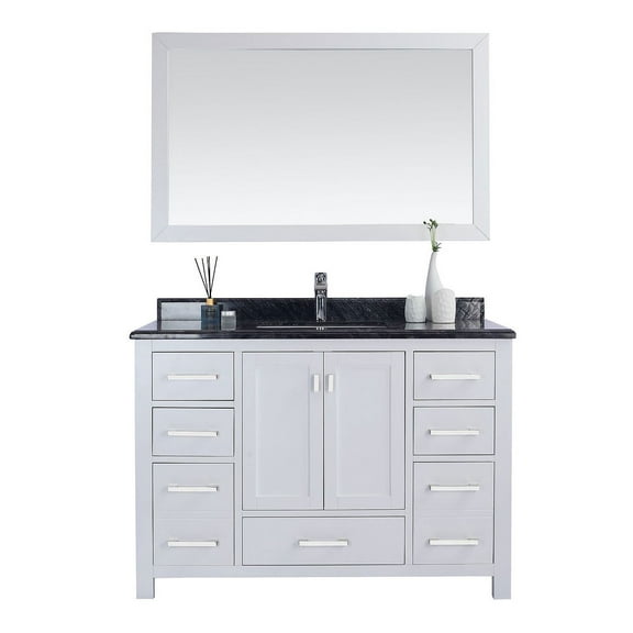48 Inch White Cabinet With Black Wood Counter top - Laviva