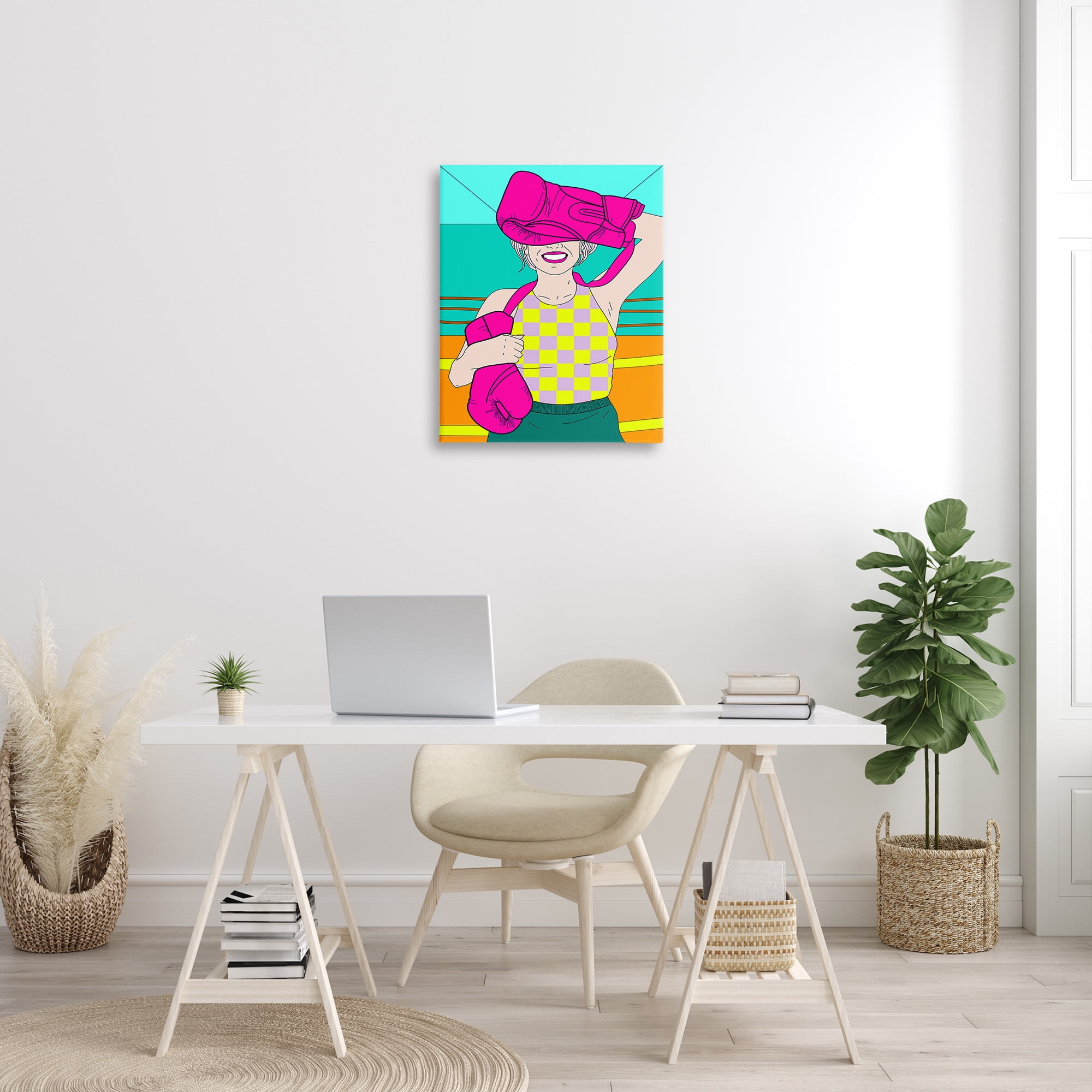 Stupell Industries Bold Kickboxing Woman Sports Painting Gallery Wrapped Canvas Art Print Wall Art, 24 x 30