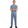 thumbnail image 1 of Pijama Hombre 2 Piezas Unitalla, Playera Suave con Bolsillo y Pantalón a Cuadros, Comodidad Total para Descanso, 1 of 5