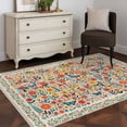 thumbnail image 3 of Area Rugs for Living Room Bedroom, Boho Beige Flowers 4'x6' Rug Washable Carpet Runner Indoor Outdoor, Spring Abstract Watercolor Floral Leaf Non Slip Accent Floor Mats Rug for Kitchen, Office, 3 of 8