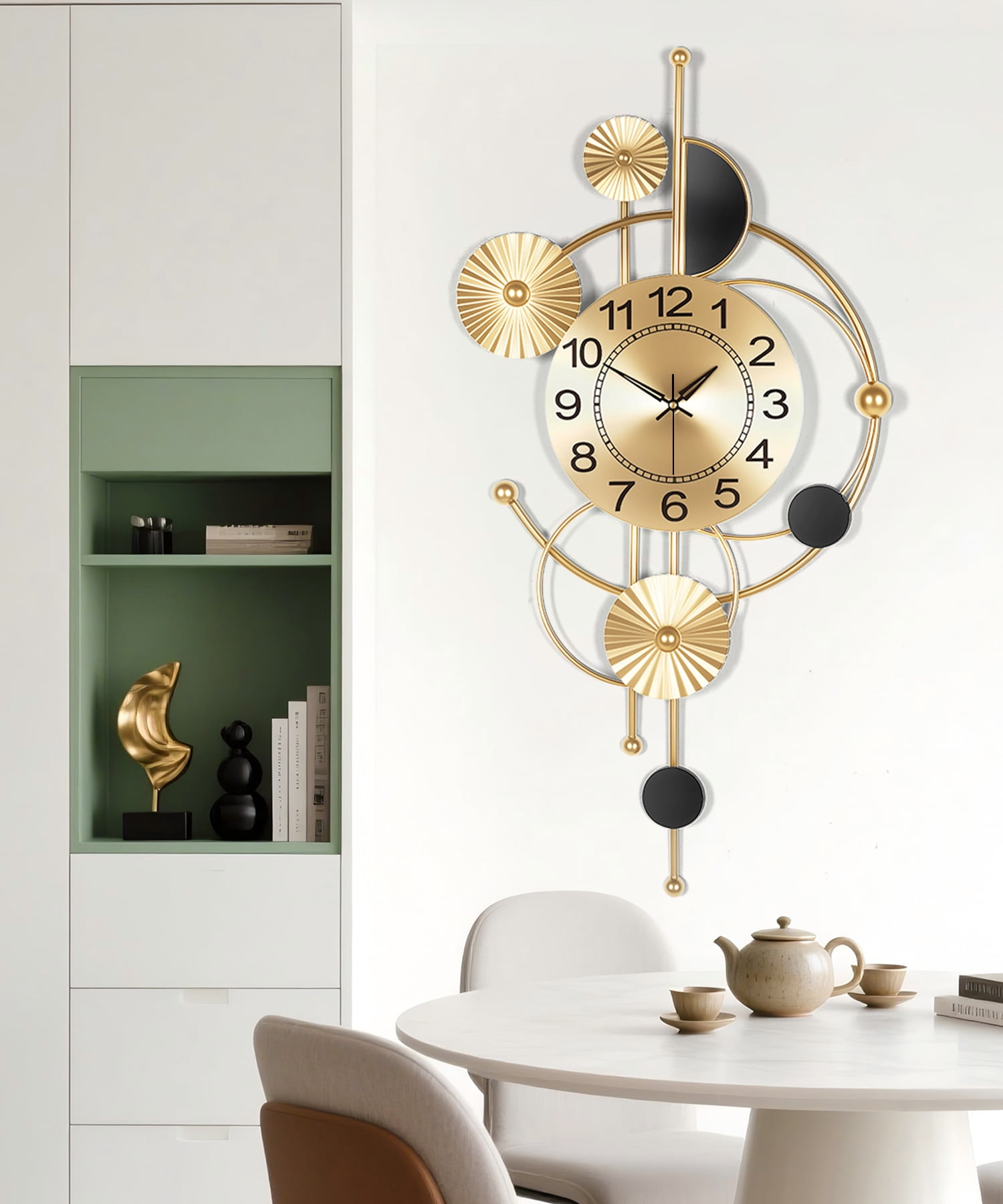 Wall Clock,Large Wall Clock,Wall Clocks for Living Room Decor Modern Silent Non-Ticking Metal Wall Art, Clock for Living Room, Kitchen, Bedroom, or Office Wall Decor (32")