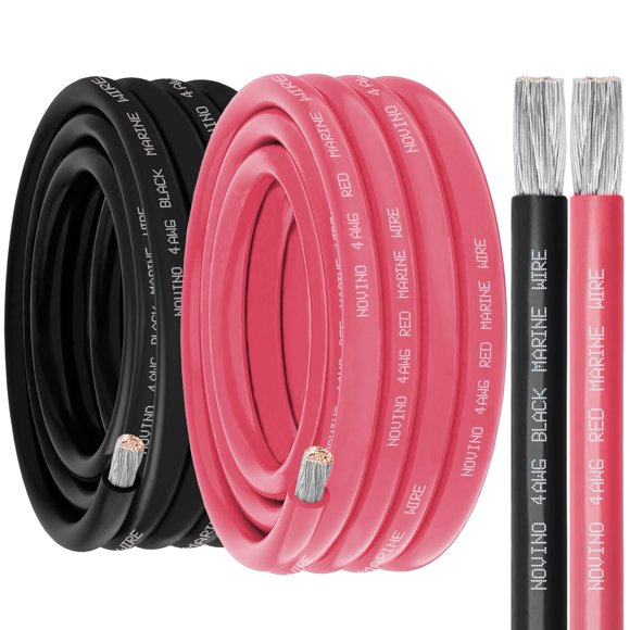 Marine Wire NOVINO 4 AWG Marine Grade, 20 pies, rojo y 20 pies negro