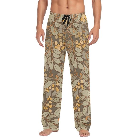 Vintage Leaves Ghost Pajama Pants, Men's Lounge Pants Light with Drawstring and Pockets, Christmas New Year Birthday Father's Day Gifts