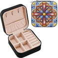 thumbnail image 2 of GZHJMY Mexican Talavera Small Jewelry Box, Portable Leather Travel Jewelry Storage Case for Rings Earrings Necklace Bracelets, 2 of 7