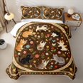 thumbnail image 2 of Homewish Bohemian Pet Cats Quilt King,Cute Floral King Coverlet Set,Brown Cream,3-Piece, 2 of 7
