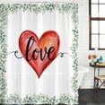 thumbnail image 2 of Valentines Day Bathroom Shower Curtains with 12 Hooks Polyester Waterproof Shower Curtain for Stalls and Bathtubs Red Love Heart Romantic Eucalyptus Leaves Decorative Bathroom Curtain 48x72 Inches, 2 of 9