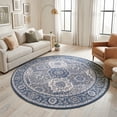 thumbnail image 3 of Madison Traditional 5' Round Navy and Cream Polypropylene Indoor Area Rug, 3 of 6