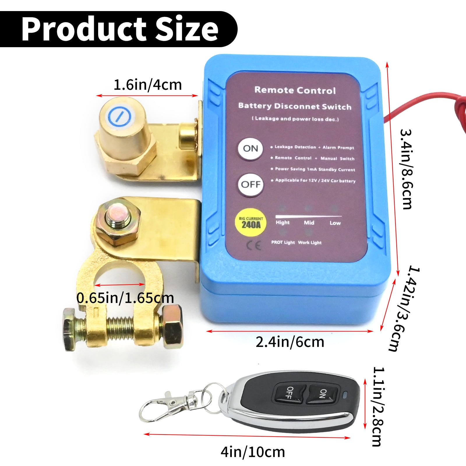 Anxingo 12V 240A Remote Battery Disconnect Switch, Anti Theft Car Kill Switch with Wireless Remote Control, Automatic Cut Off for Auto RV Truck Marine Boat