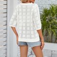 thumbnail image 4 of Pincandy Women's Fashion Summer Tops 3/4 Sleeve Round Neck Tshirts Cute Tunic Loose Fit Pullover Blouses and Basic Tees,White,M, 4 of 5