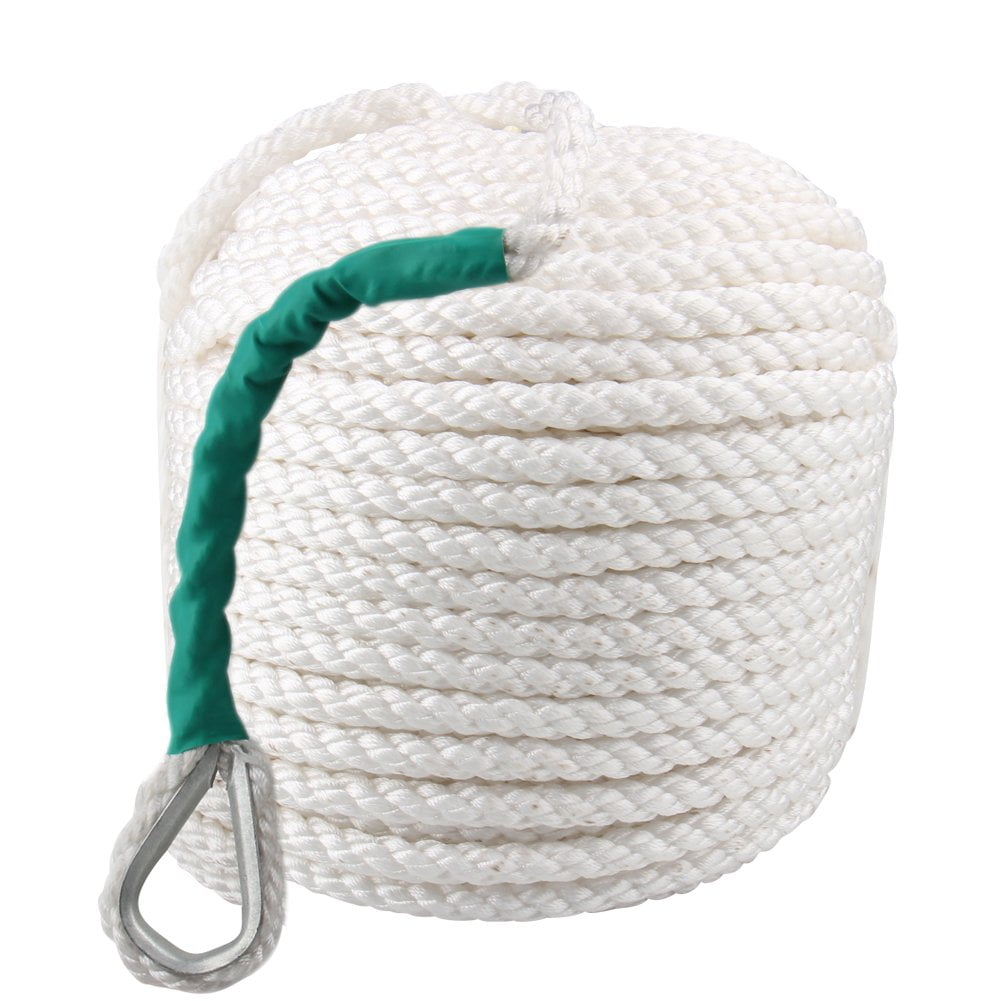 White Twisted 3/8" in x 50' ft Boat Marine ANCHOR LINE Dock Mooring Rope 1