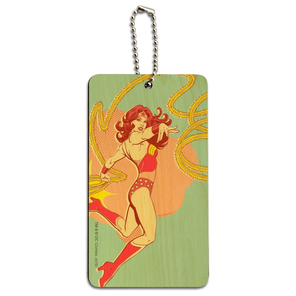 Wonder Woman Golden Lasso Wood Luggage Card Suitcase CarryOn ID Tag