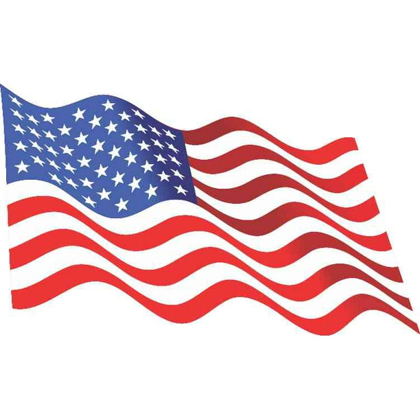 5in x 3in Waving American Flag Sticker Decal Stickers Window Vinyl ...